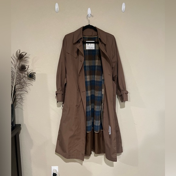 London Fog VINTAGE Trench coat double breasted khaki / 12 Reg - Picture 2 of 6